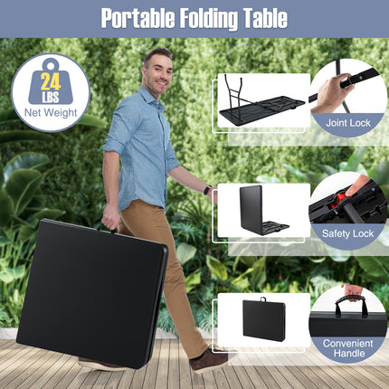 6 ft Portable Folding Table 350 LBS Fold-in-Half Table with HDPE Tabletop-Black