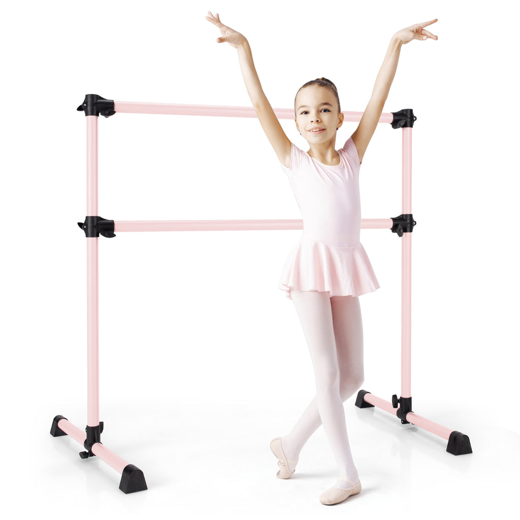 4 Feet Double Ballet Barre Bar with Adjustable Height-Pink