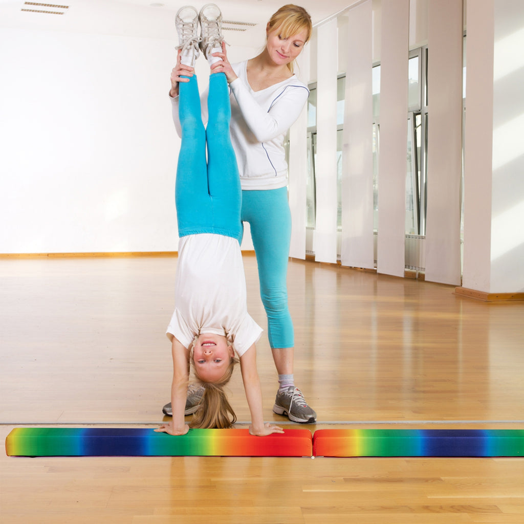 7 Feet Folding Portable Floor Balance Beam with Handles for Gymnasts-Muticolor