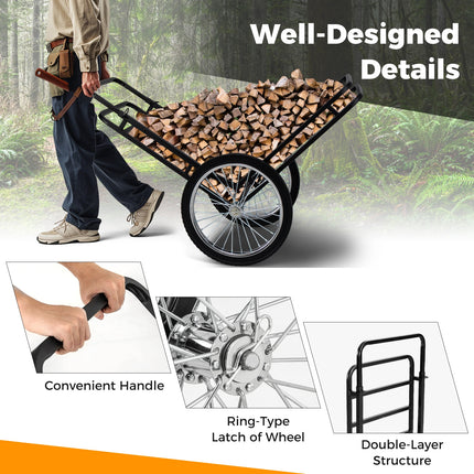 Double-Layer Deer Cart with 20 Inch Rubber Wheels