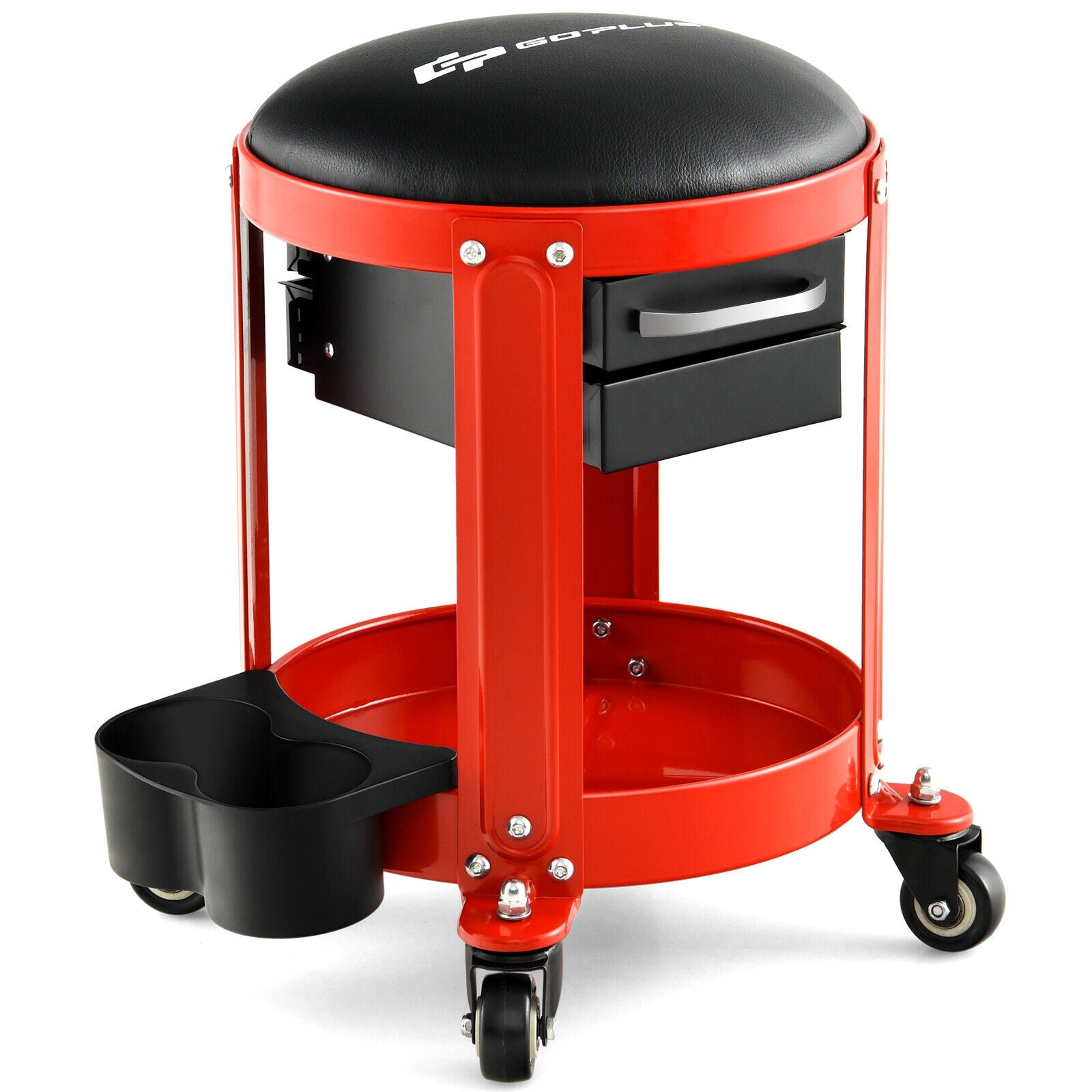Tabouret roulant de mécanicien avec siège rembourré amovible et tiroirs