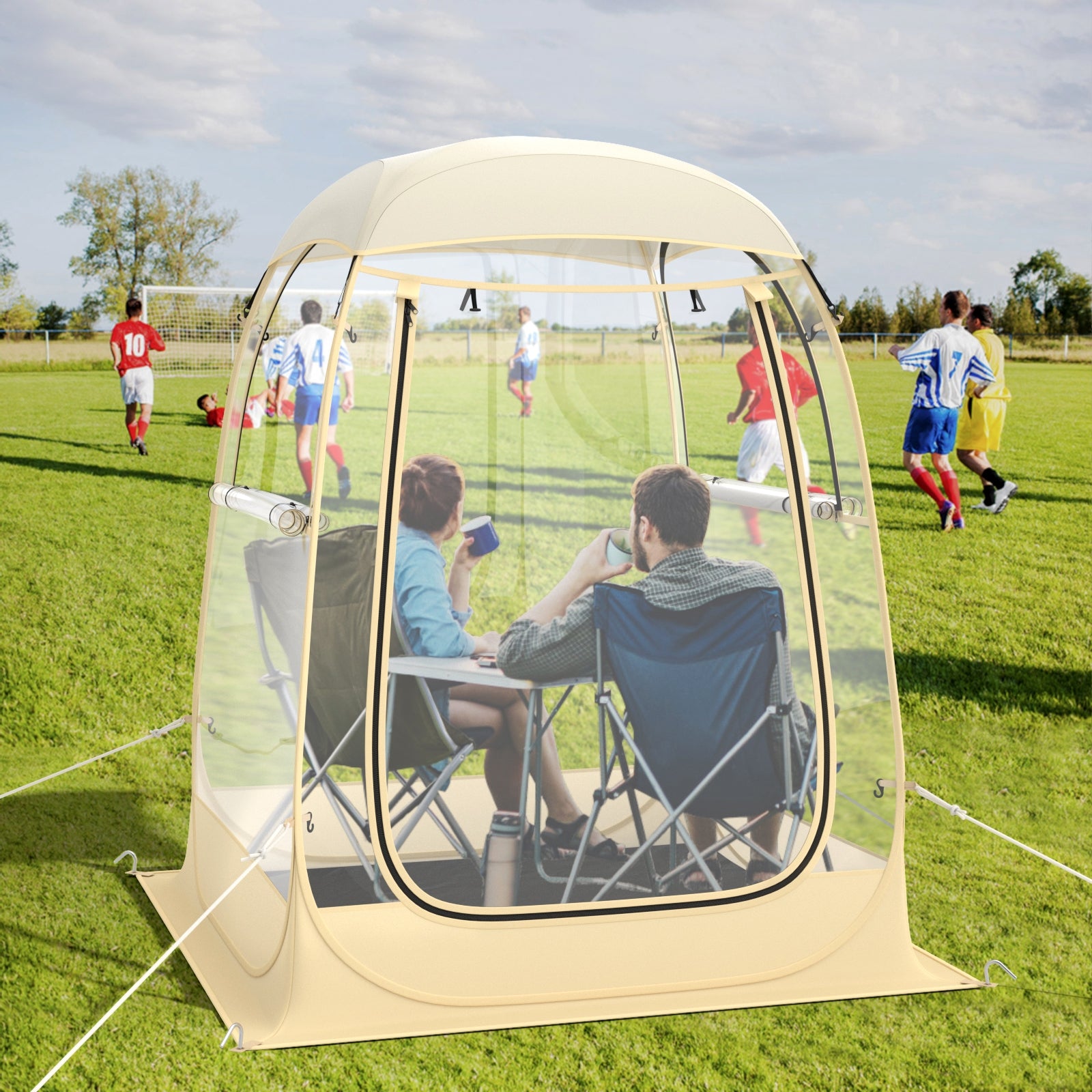 Instant Pop up Sports Tent with Carrying Bag and Floor Mat for 1-2/5-6 People-S