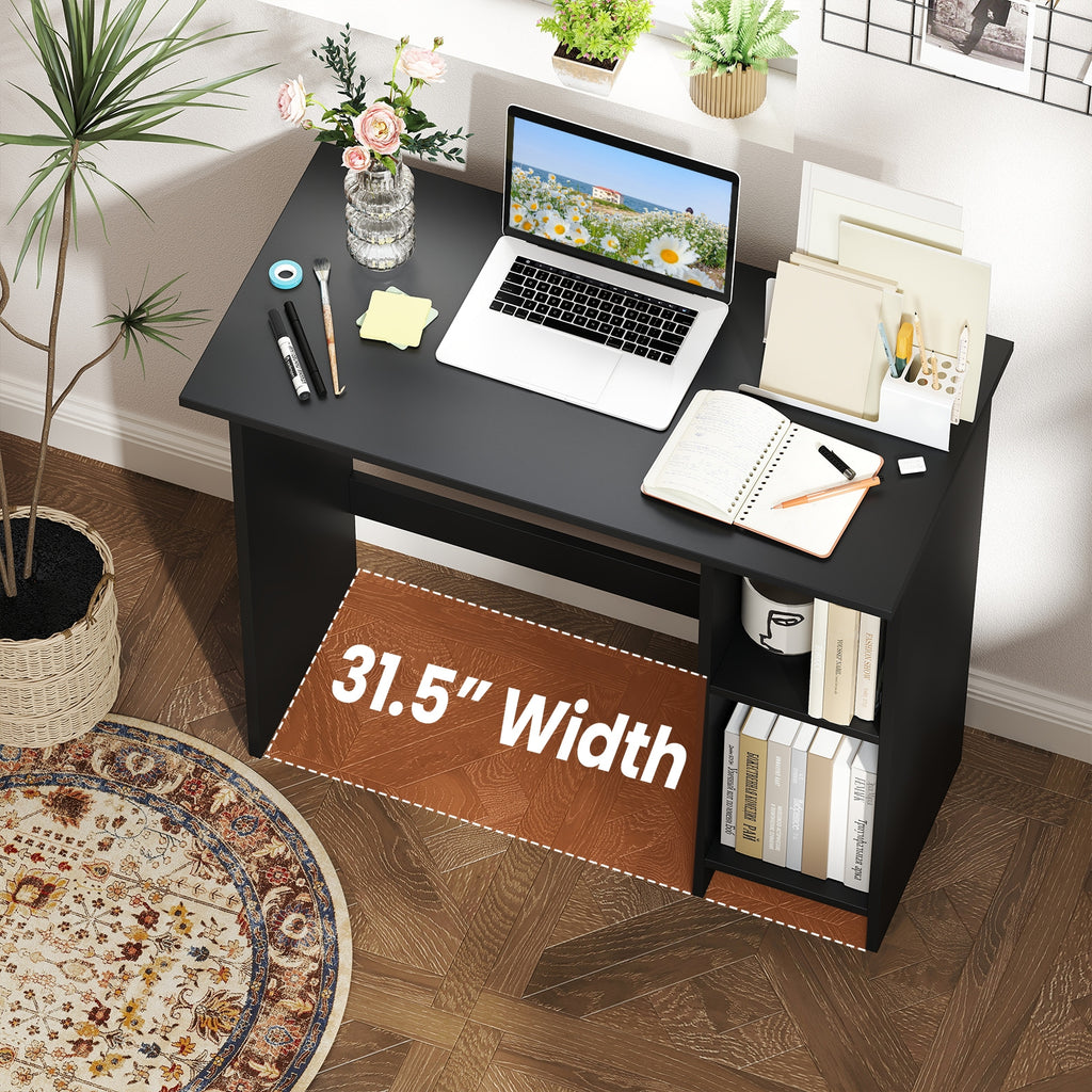Small Computer Desk with Storage and Adjustable Shelf-Black