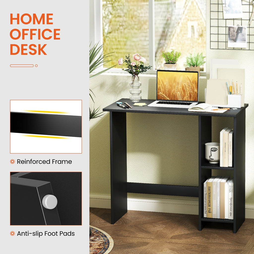 Small Computer Desk with Storage and Adjustable Shelf-Black