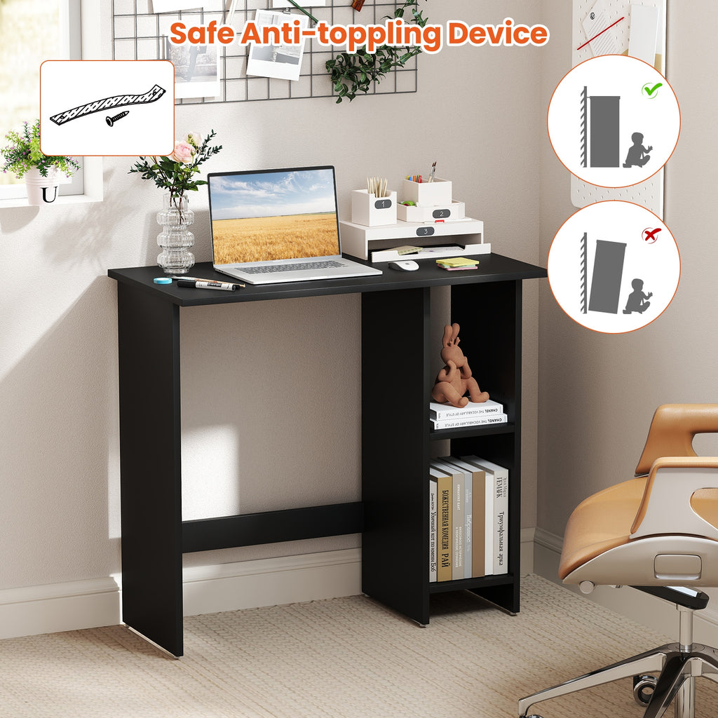 Small Computer Desk with Storage and Adjustable Shelf-Black