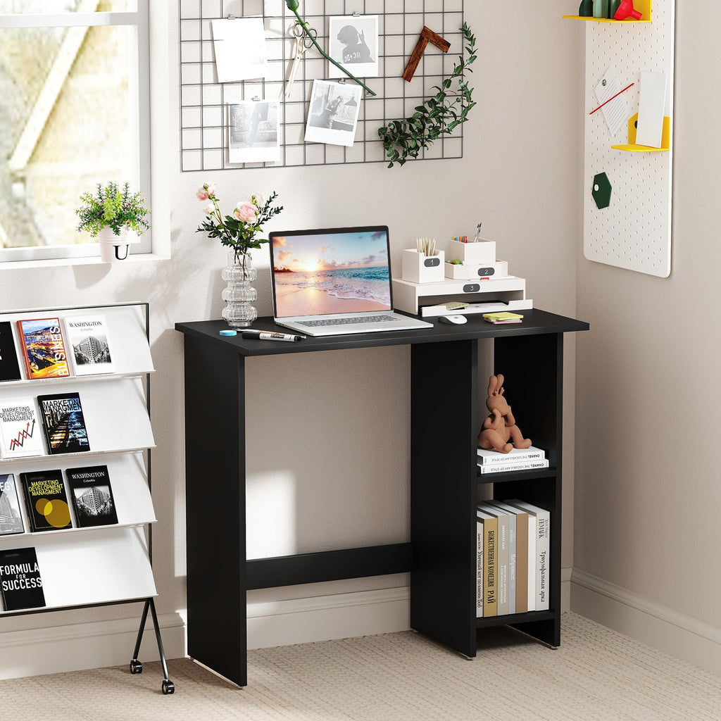 Small Computer Desk with Storage and Adjustable Shelf-Black