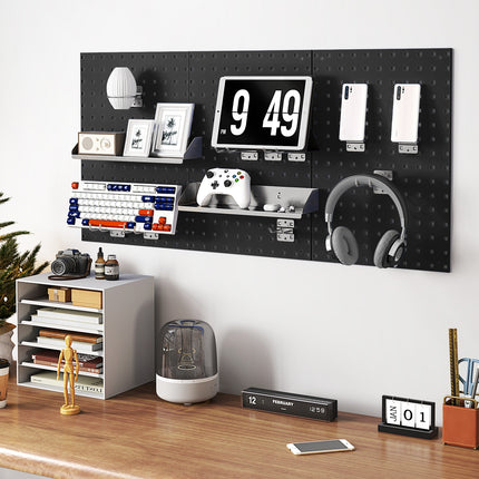 Wall-Mounted Pegboard Kit with 3 Pegboards for Garage Workshop-Black