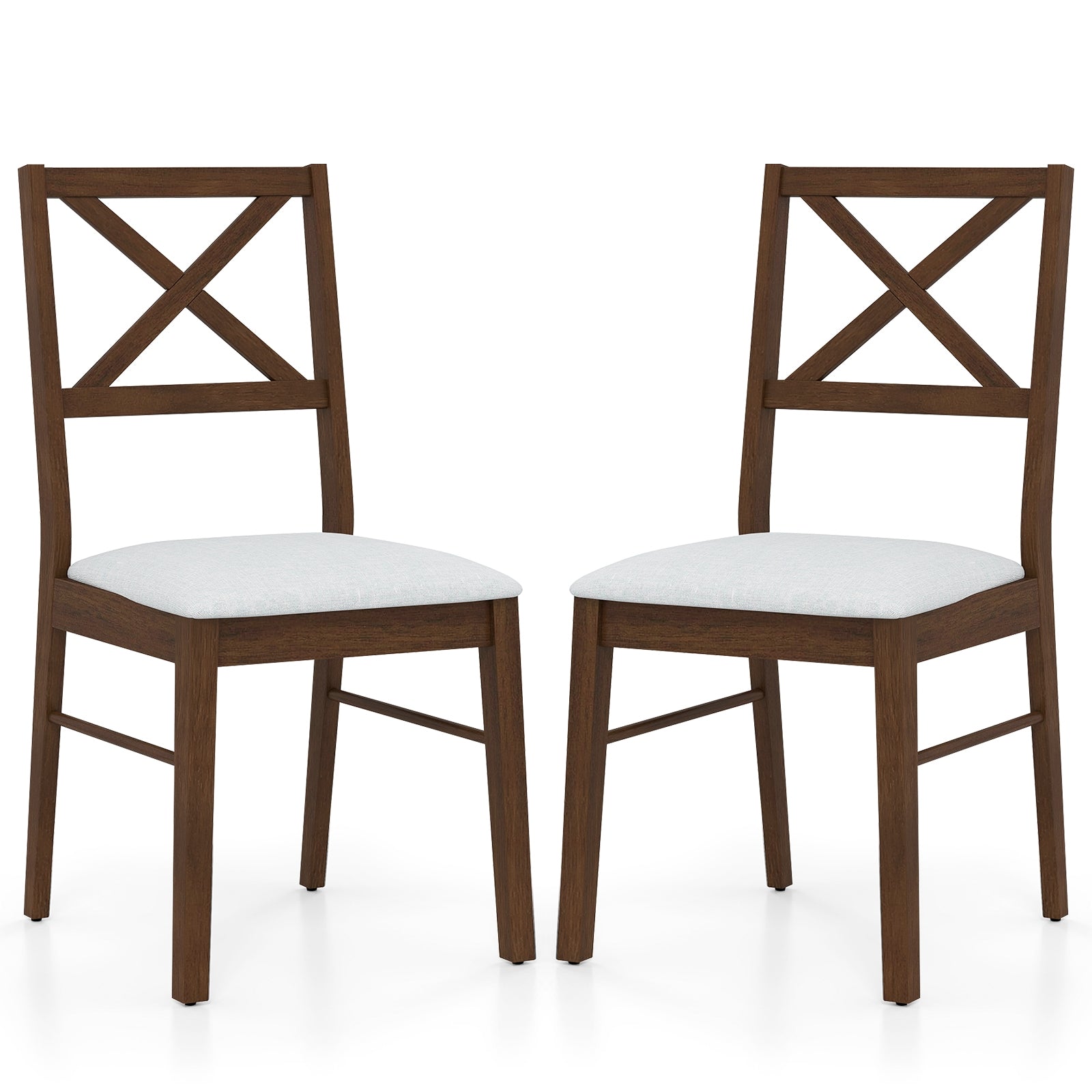 Upholstered Side Dining Chairs Set of 2 with Rubber Wood Frame-Brown