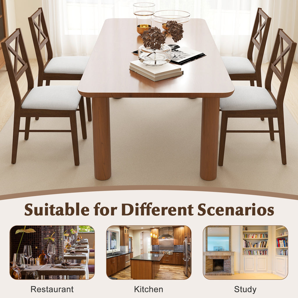 Upholstered Side Dining Chairs Set of 2 with Rubber Wood Frame-Brown