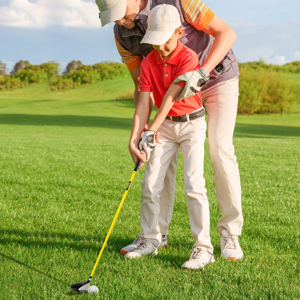 34 Inch 165CC Junior #3 Fairway Wood Golf Club with Fiberglass Shaft for Kids Ages 8-10-Yellow