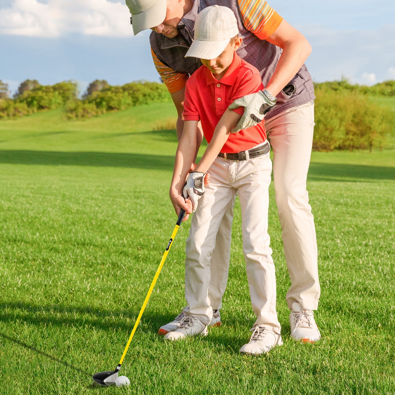 34 Inch 165CC Junior #3 Fairway Wood Golf Club with Fiberglass Shaft for Kids Ages 8-10-Yellow