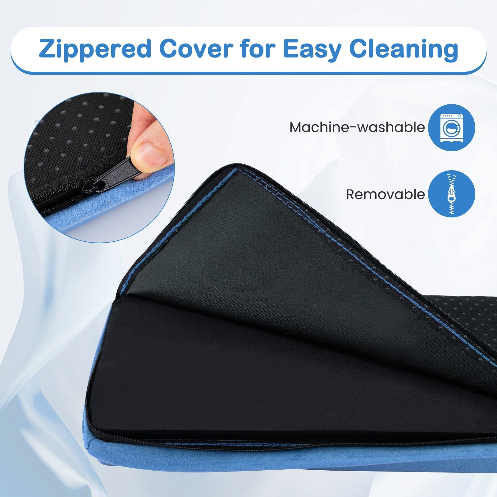 7 FT Folding Balance Beam with Removable Suede Cover and Non-slip Bottom-Navy