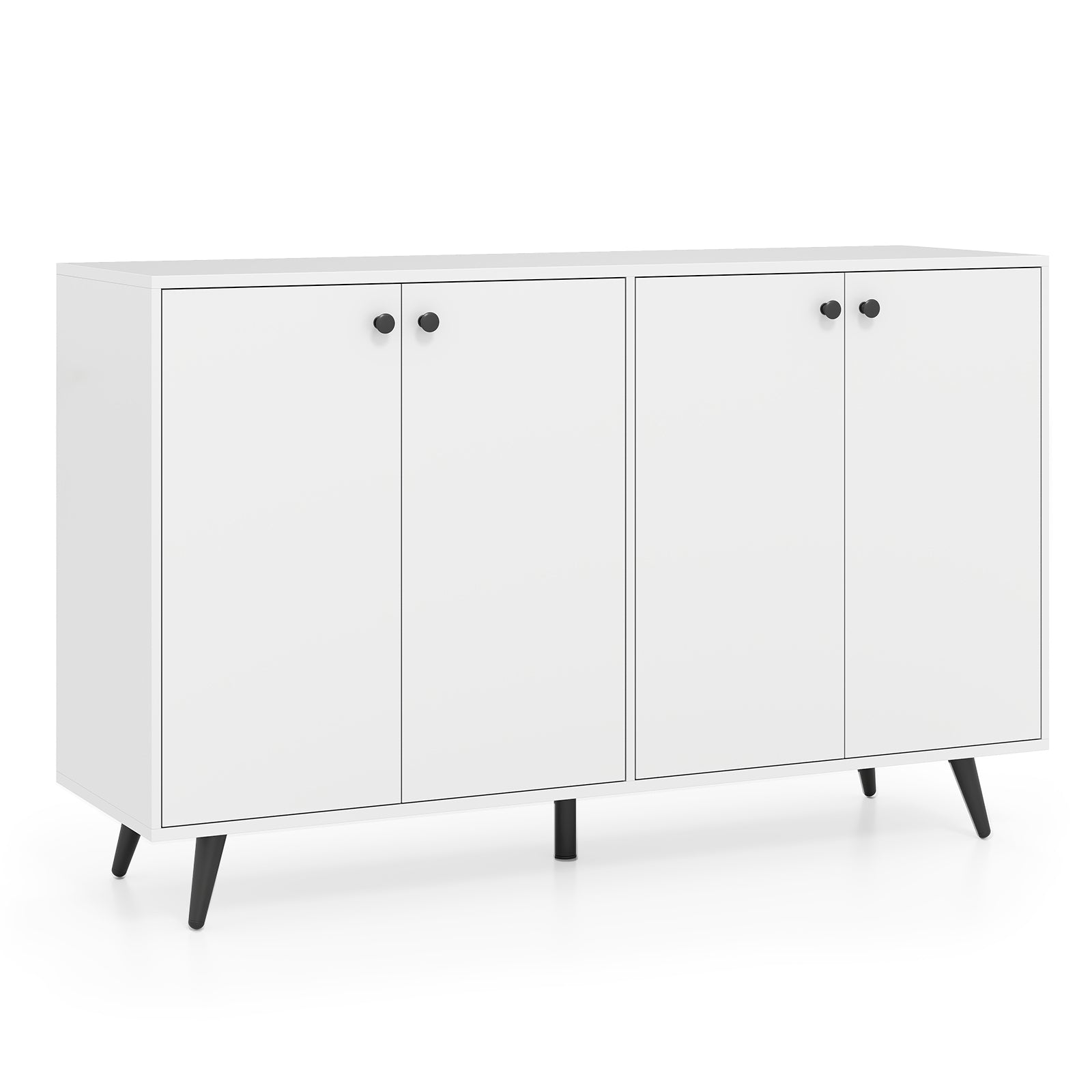 Buffet Sideboard Mid Century Modern Storage Cabinet with Adjustable Shelves-White