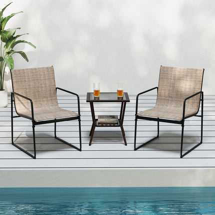 Outdoor Dining Chairs Set of 4 Patio Furniture Chair with Breathable Seat and Backrest-Brown