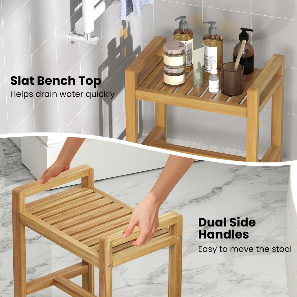 Teak Wood Shower Bench for Inside Shower Shaving Legs
