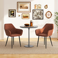 Leisure Dining Chair Set of 2 with Curved Backrest and Wide Seat-Coffee