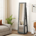 360° Rotatable 2-in-1 Lockable Jewelry Cabinet with Full-Length Mirror-Green