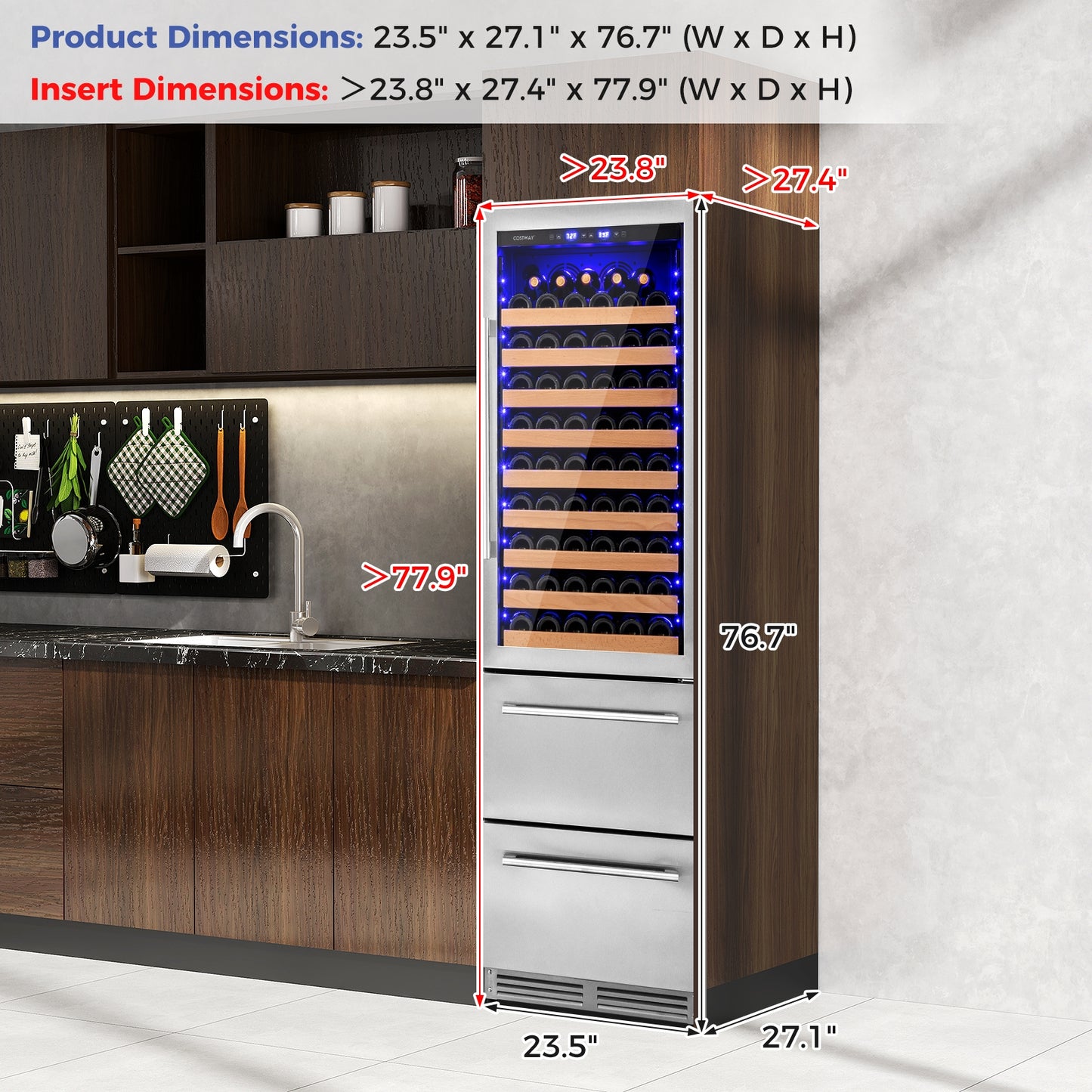 24 Inch Wine and Beverage Refrigerator with Independent Temperature Control-Sliver