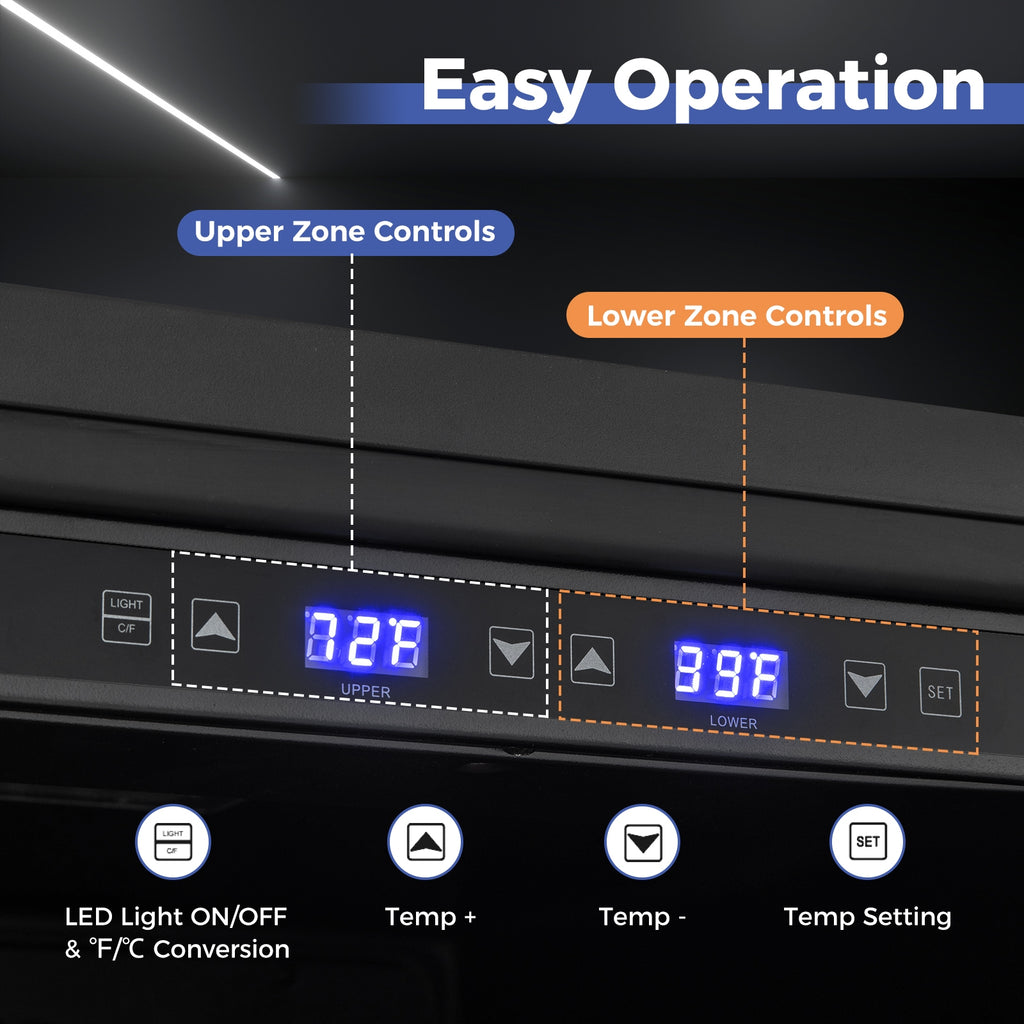 24 Inch Wine and Beverage Refrigerator with Independent Temperature Control-Sliver