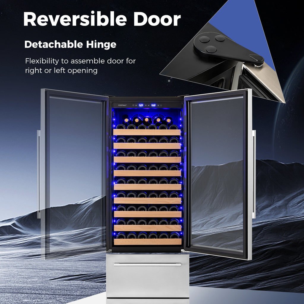 24 Inch Wine and Beverage Refrigerator with Independent Temperature Control-Sliver