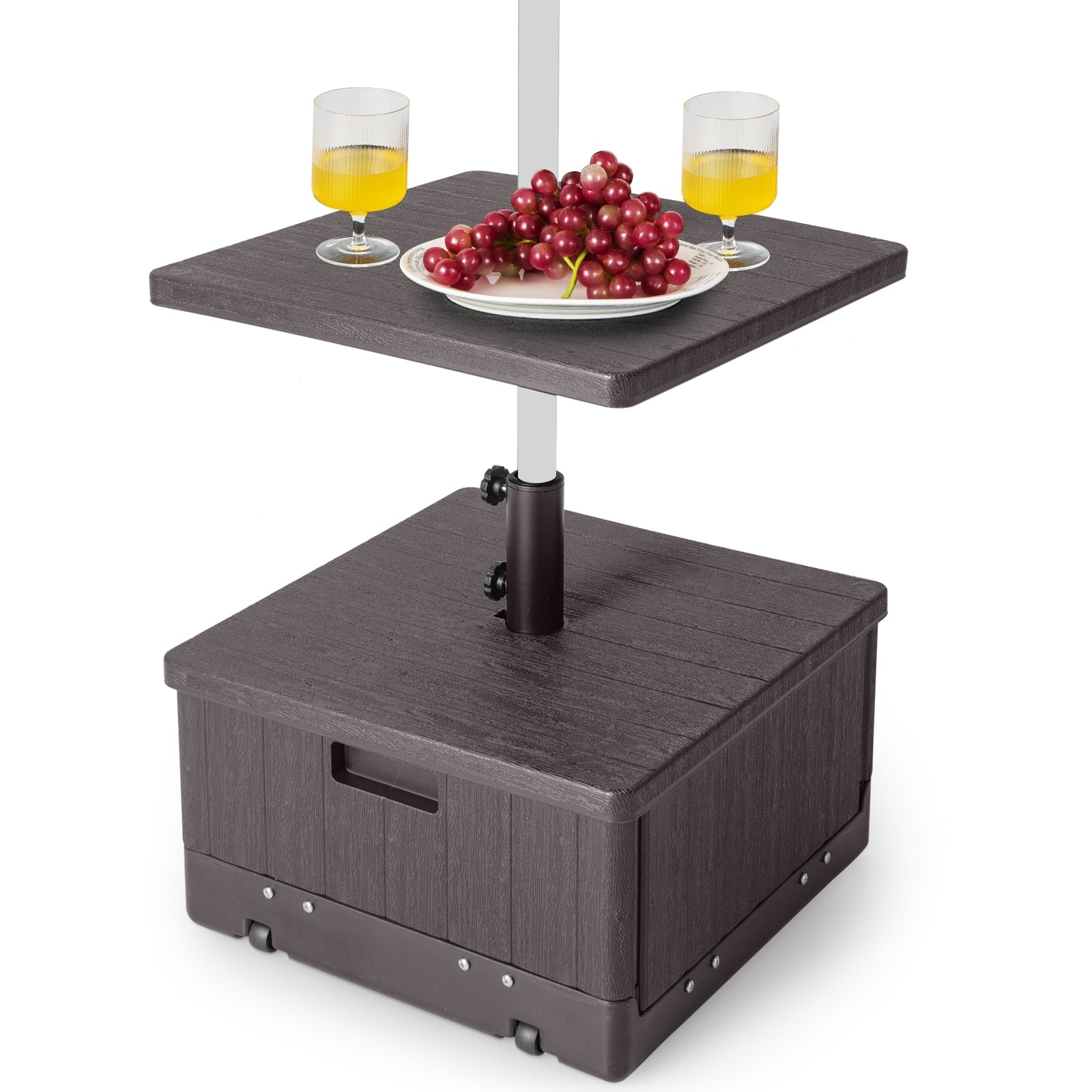 Base de parasol d'extérieur lestable de 79 kg avec plateau de table - Marron