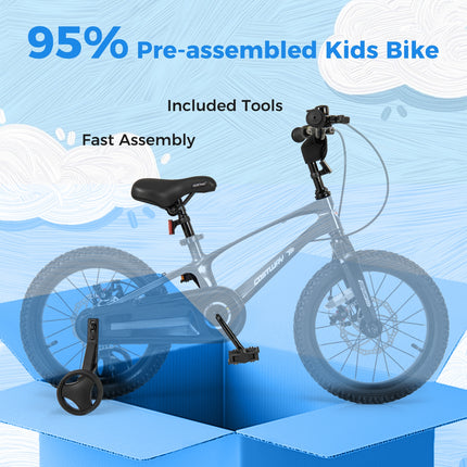 16 Inch Kids Bike Lightweight with 2 Removable Training Wheels for Aged 4-7-16 inches