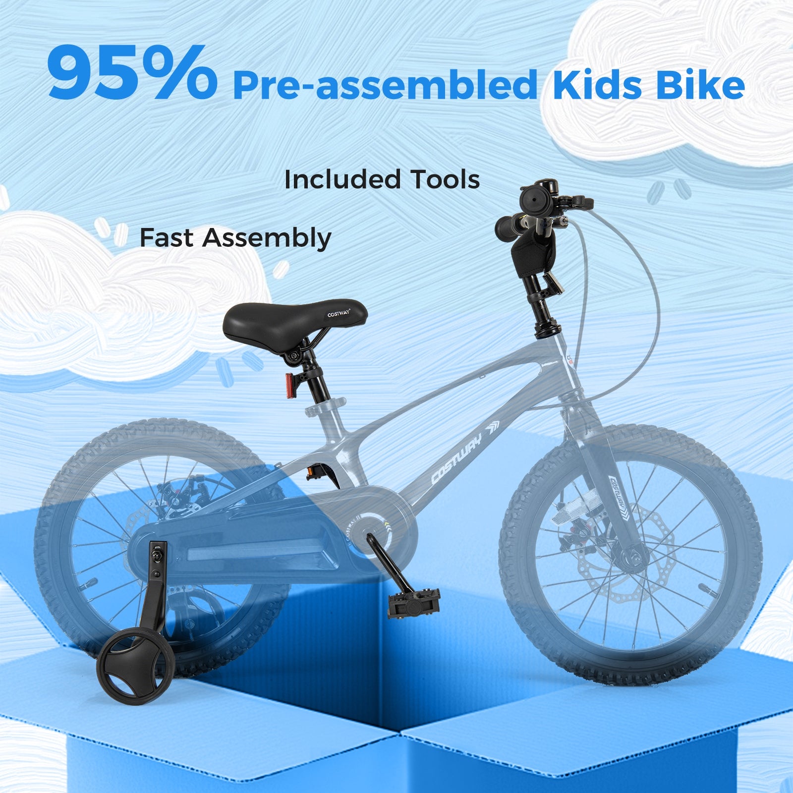 16 Inch Kids Bike Lightweight with 2 Removable Training Wheels for Aged 4-7-16 inches