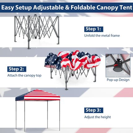 6.6 x 6.6 Feet Outdoor Pop-up Canopy Tent with UPF 50+ Sun Protection-Multicolor