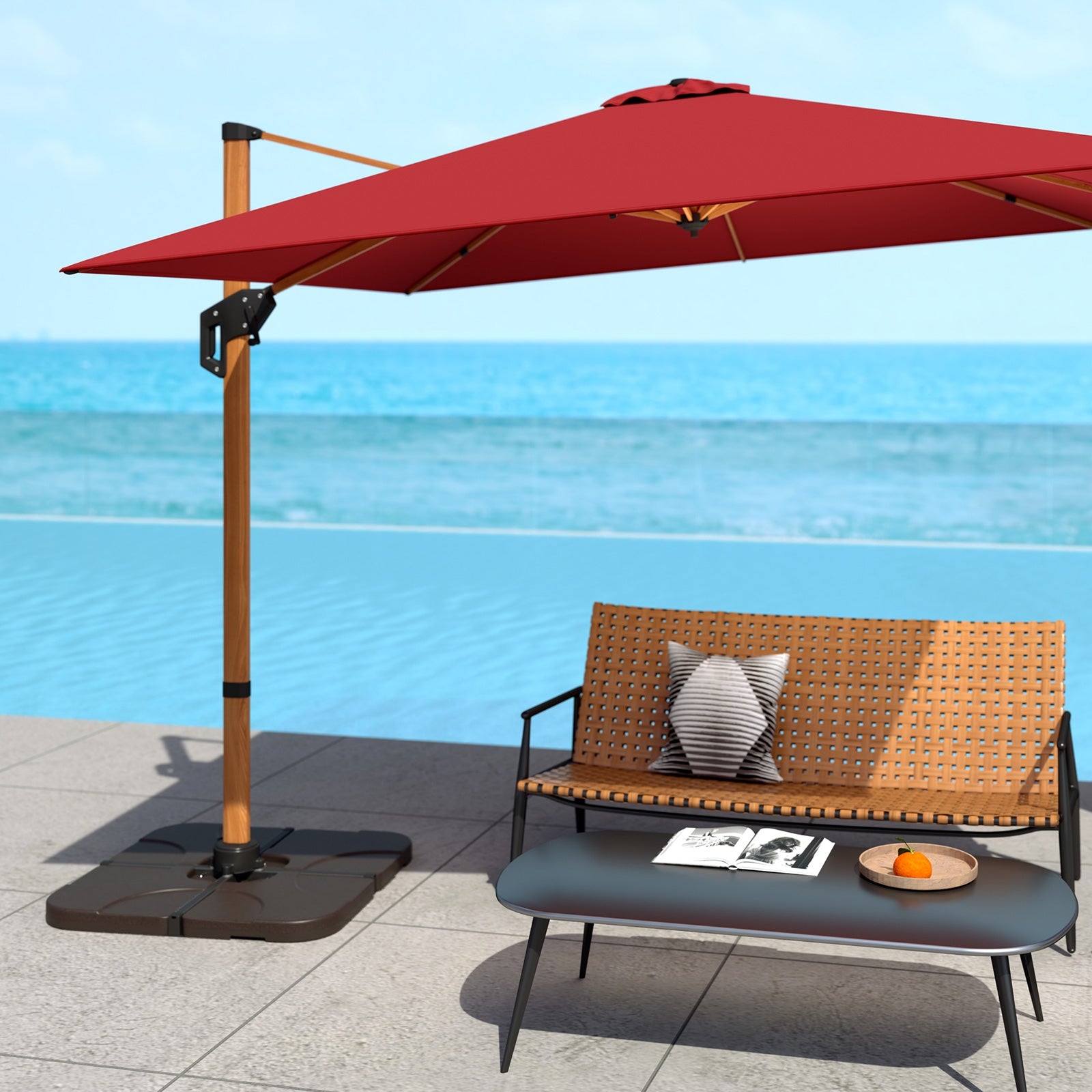 Base de parasol excentré de 20 pouces, lestable à l'eau ou au sable, pour terrasse - Café
