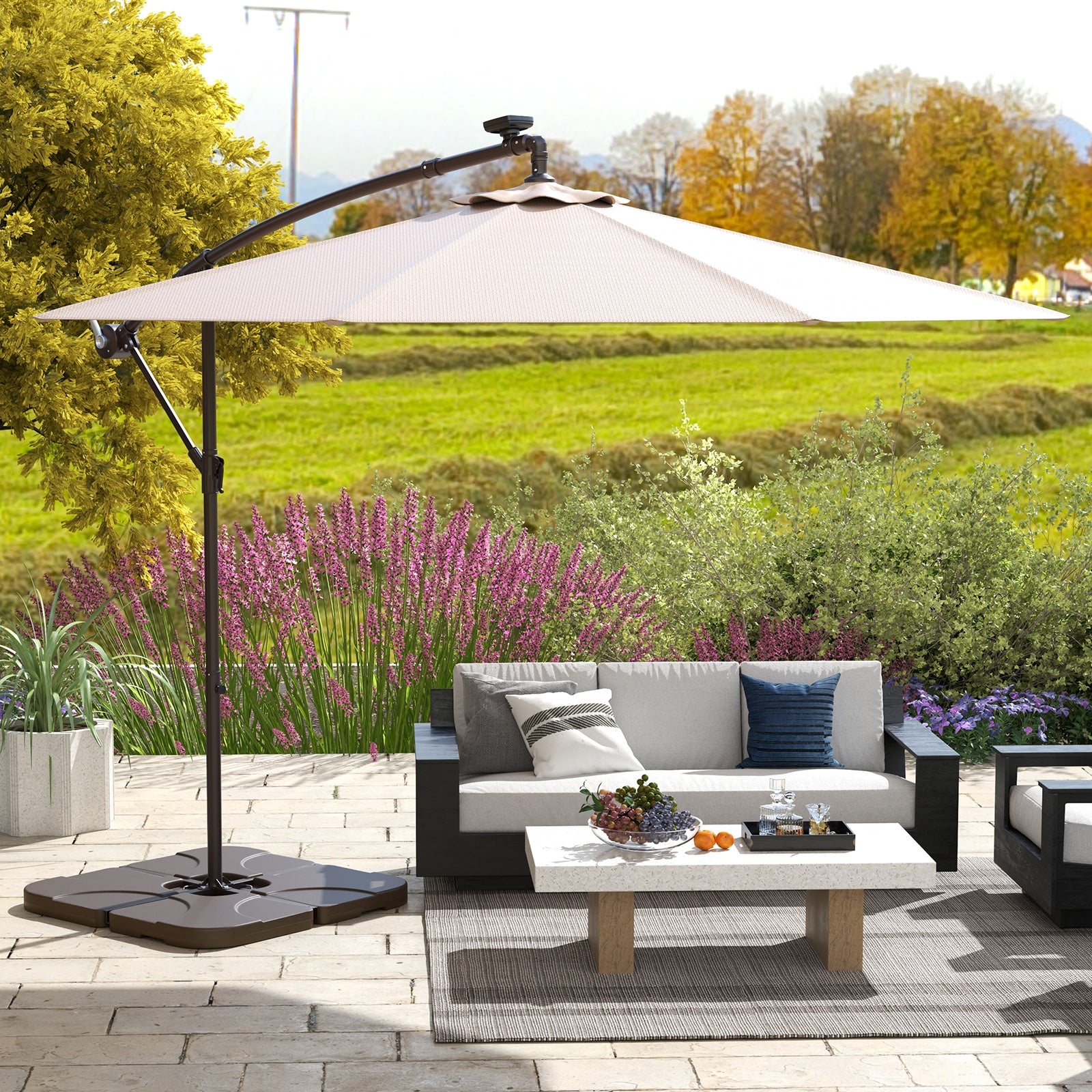 Base de parasol excentré de 20 pouces, lestable à l'eau ou au sable, pour terrasse - Café