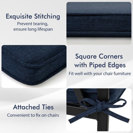 Outdoor Chair Cushion Set of 2 Waterproof Fade-Resistant Olefin Seat Cushions-Navy