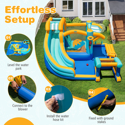 Inflatable Water Slide Bounce House Kids Jump Castle with 680W Blower