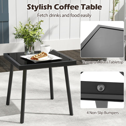 3 Pieces Patio PE Wicker Bistro Set with Quick-Drying Foam-Black