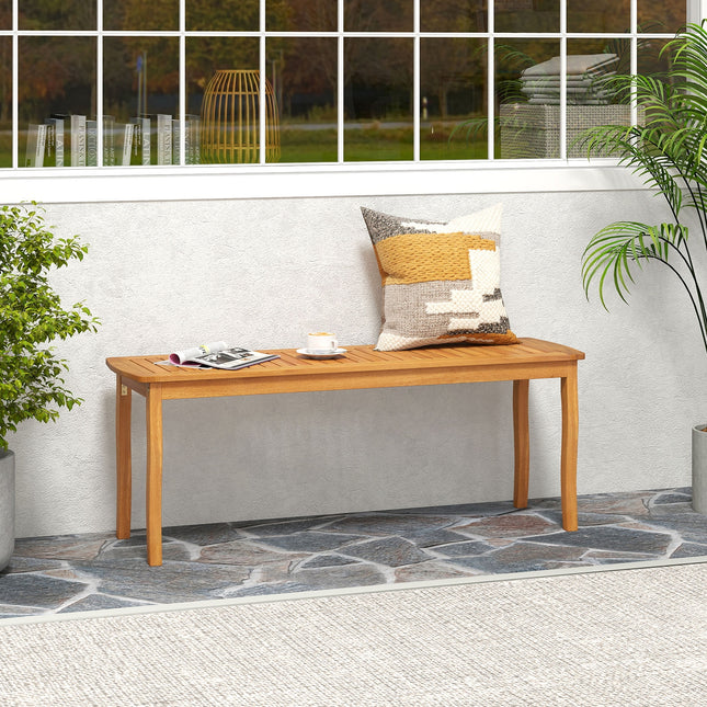 Acacia Wood Outdoor 48" Long Patio Dining Bench-2 Pieces