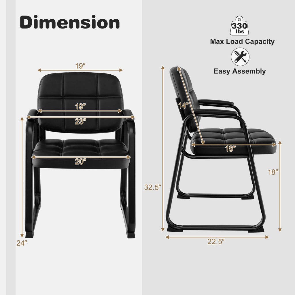Set of 4 Upholstered Waiting Room Chair with Armrest and Ergonomic Backrest-Black