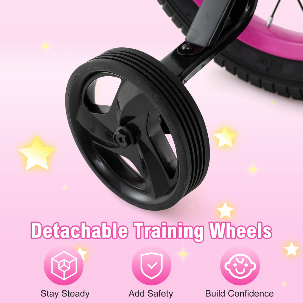 14 Inch Kids Bike Adjustable Bicycle with Front Basket for Children Aged 4-5 Years Old