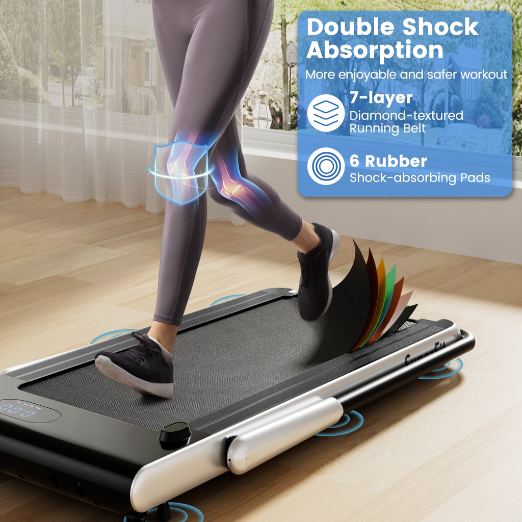 3-in-1 3HP Folding Treadmill with Smart Apps Remote Control and Speakers-Silver