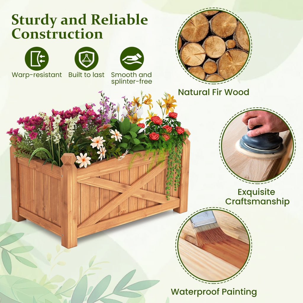 Wooden Raised Garden Bed  Drainage Holes for Patio Garden-S