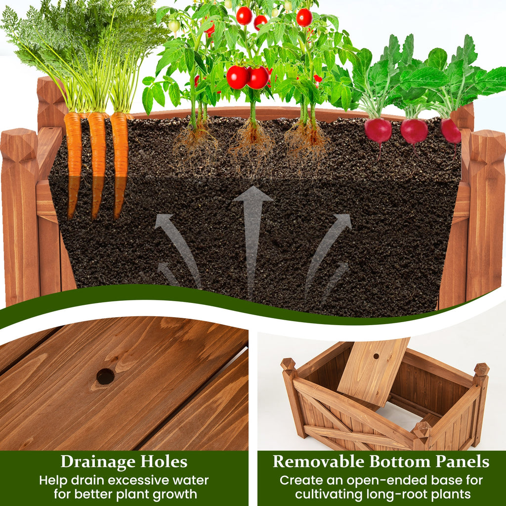 Wooden Raised Garden Bed  Drainage Holes for Patio Garden-S