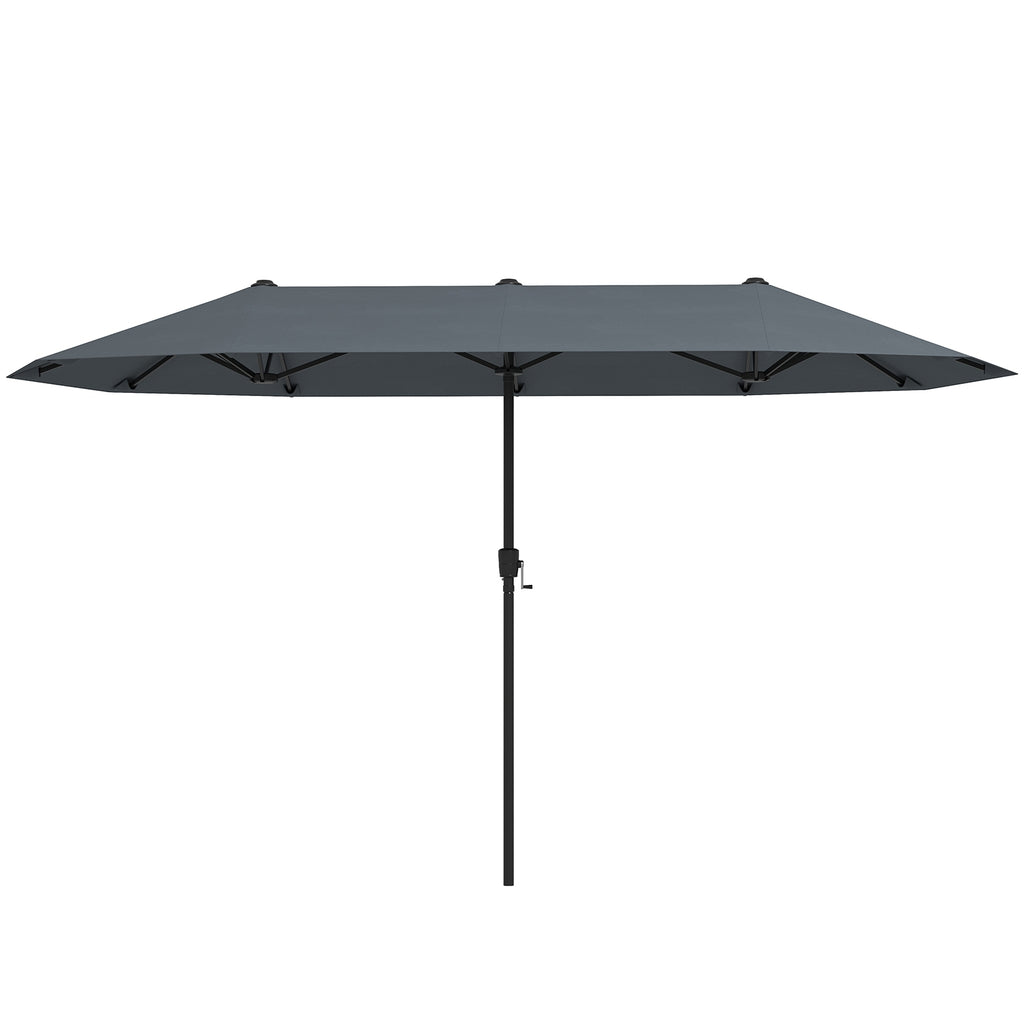 13 FT Large Patio Umbrella Outdoor Double-Sided Table Market Umbrella with Crank Handle-Gray