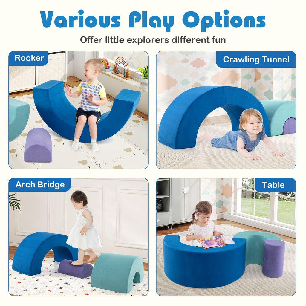 Rainbow Arc Climber Playset Foam Climbing Blocks with Machine Washable Covers-Multicolor