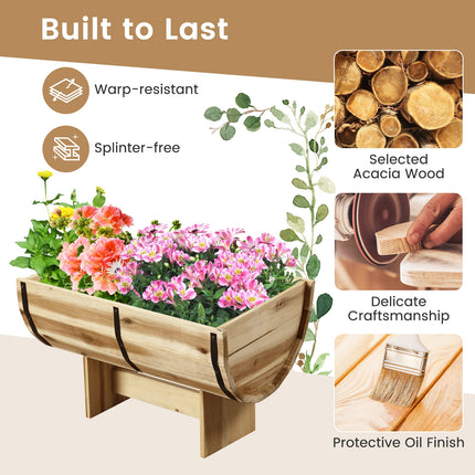 Outdoor Wooden Planter with Legs for Flower Herb Vegetable Fruit