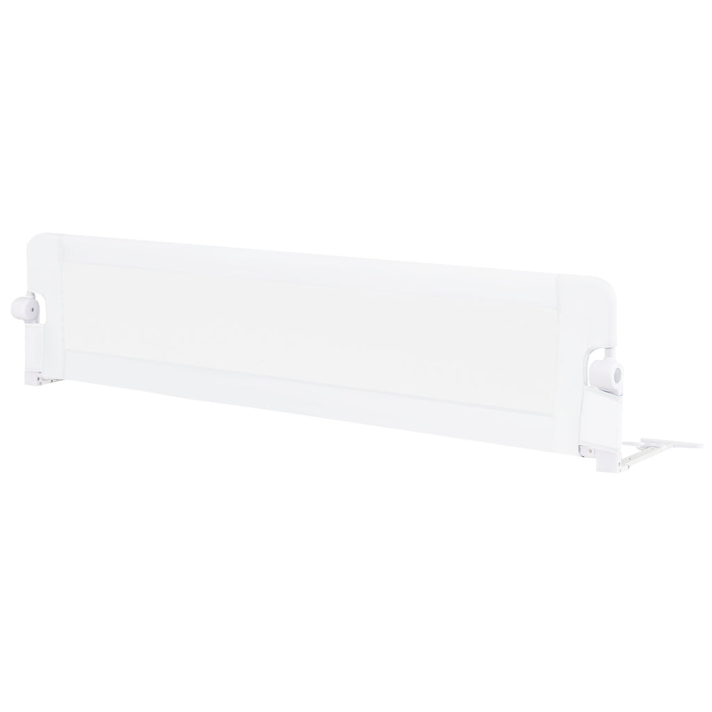 71-Inch Foldable Bed Rail Swing Down Baby Bed Guard Rail with Adjustable Safety Strap-White