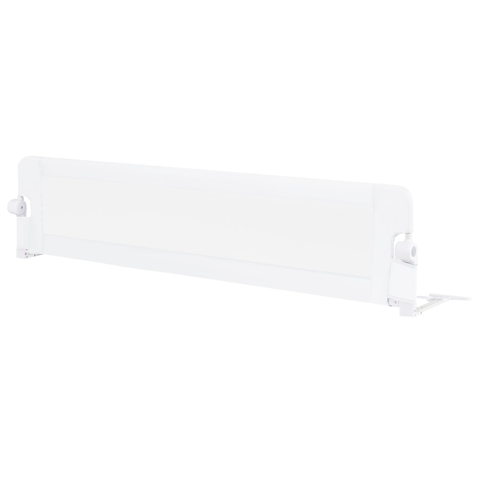 71-Inch Foldable Bed Rail Swing Down Baby Bed Guard Rail with Adjustable Safety Strap-White