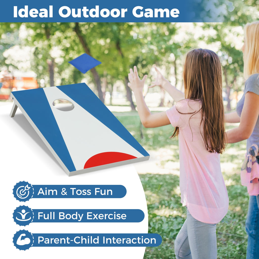 3 x 2FT Cornhole Board Set  Portable Cornhole Board with Foldable Legs and Side Handle-Blue