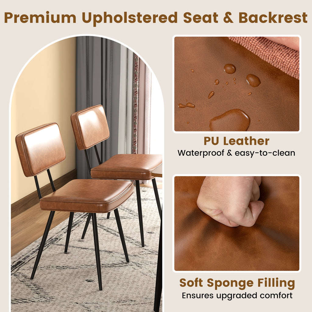 Dining Chair Set of 2 with Padded Backrest and Seat-Brown