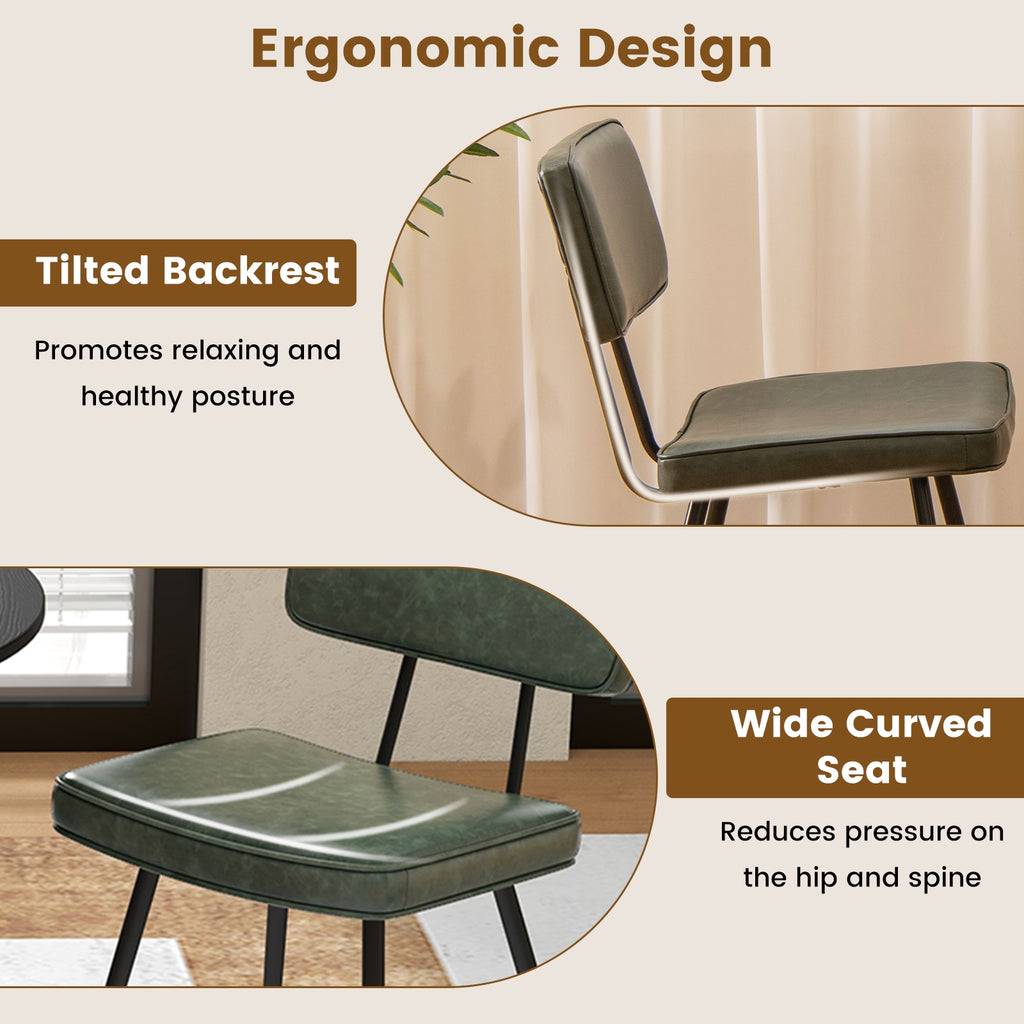 Dining Chair Set of 2 with Padded Backrest and Seat-Dark Green