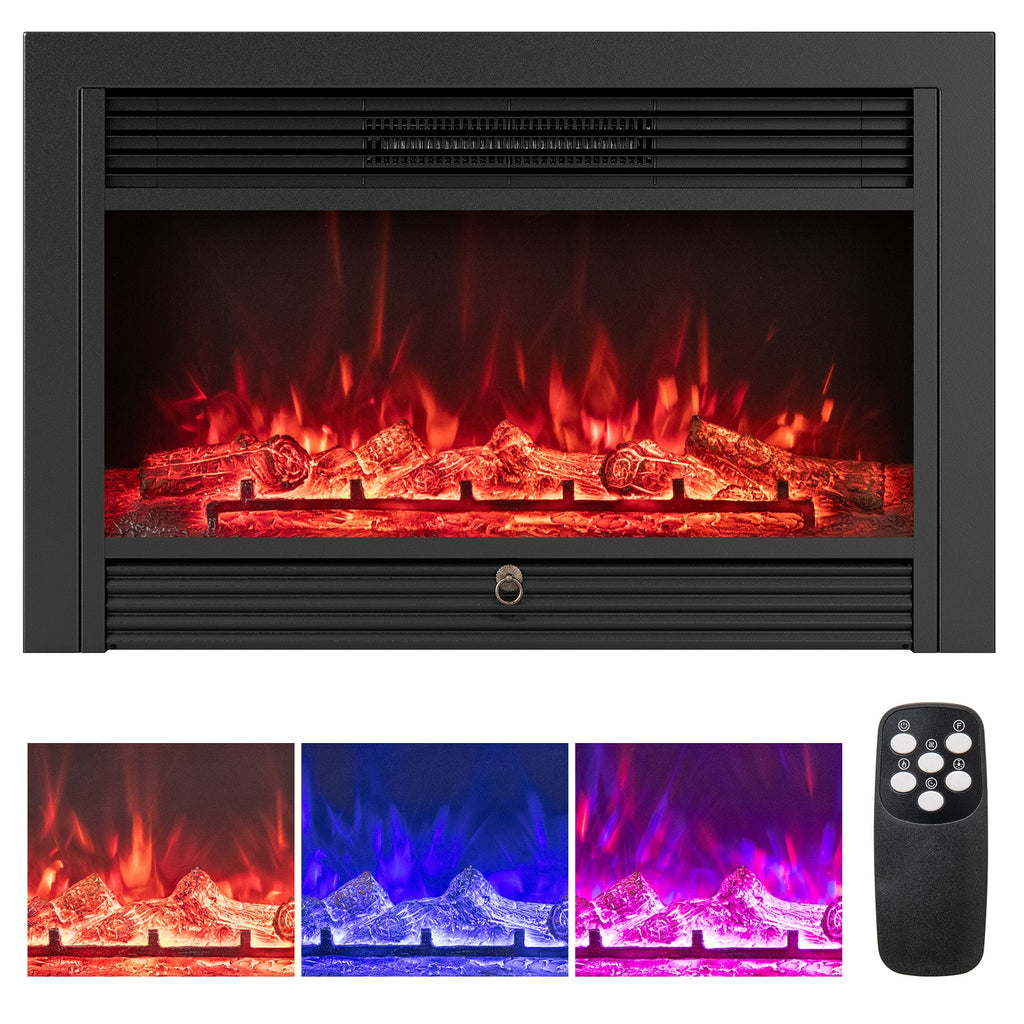 33/36-Inch Electric Fireplace Insert 750W/1500W Recessed Fireplace Heater-750W