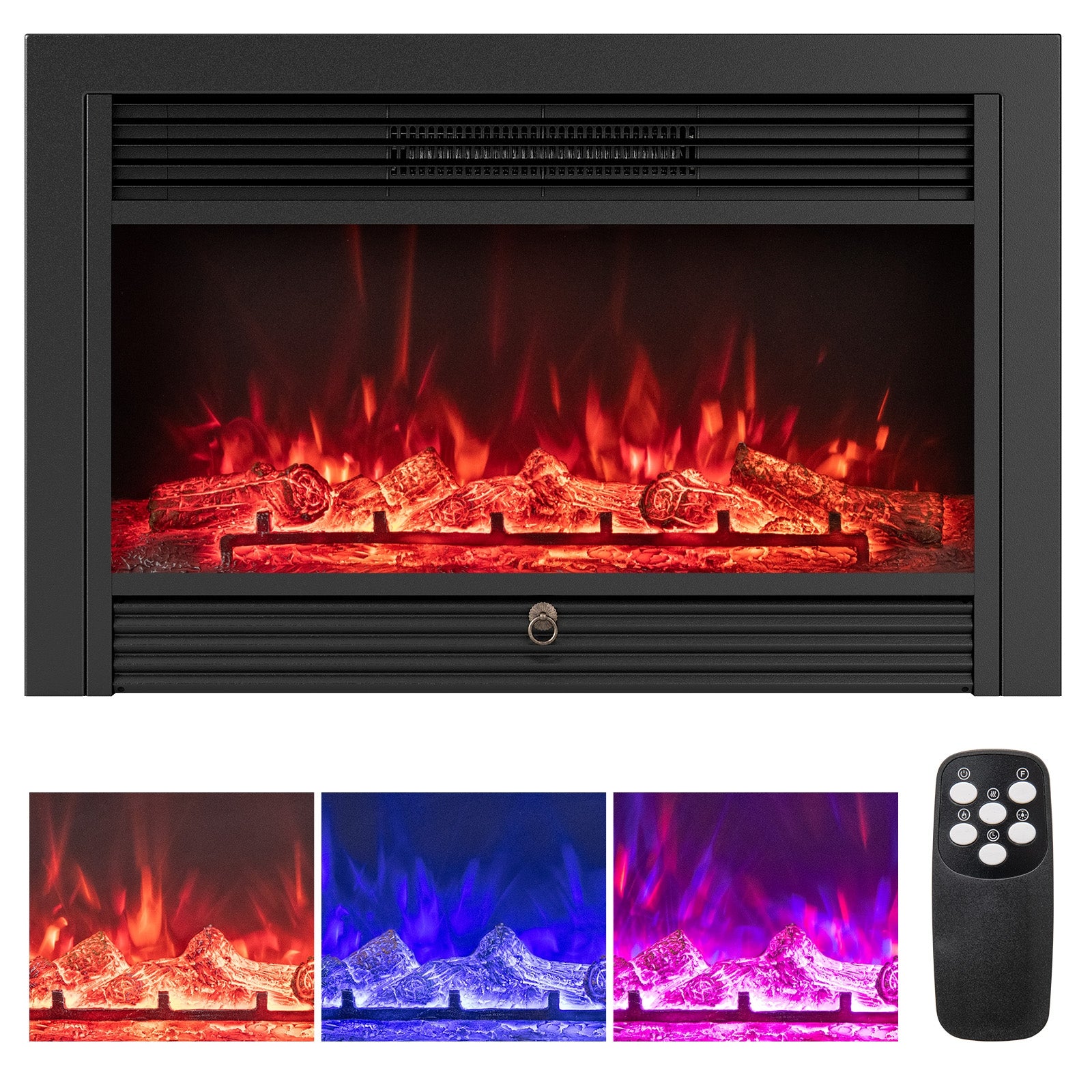 33/36-Inch Electric Fireplace Insert 750W/1500W Recessed Fireplace Heater-750W