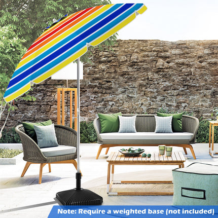 6.5 Feet Beach Umbrella with Carry Bag without Weight Base-Multicolor